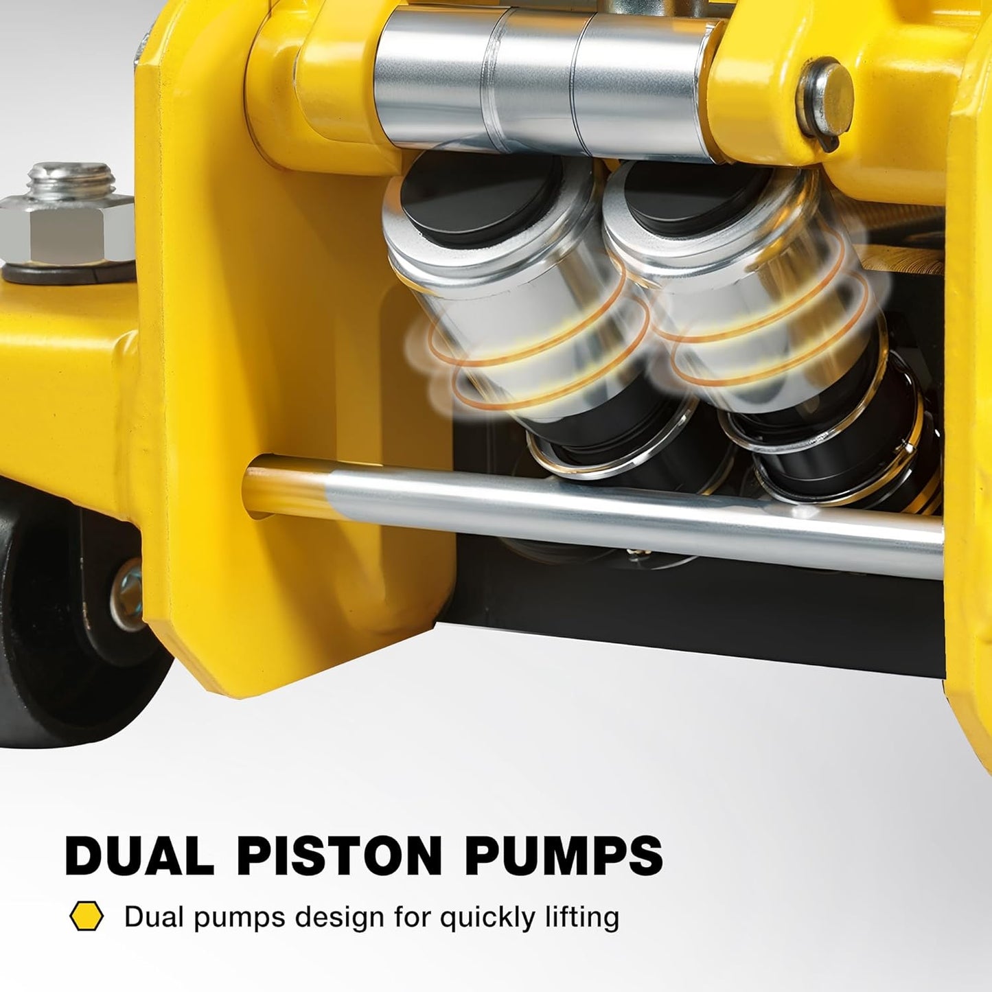 YELLOW JACKET Low Profile Floor Jack with Dual Pumps Quickly Lift Hydraulic Car Jack with Pad, 4 Ton (8,800 lb) Capacity