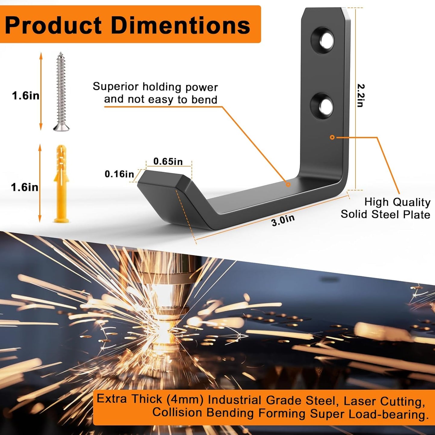 6 Pack Jack Stands Wall Mount Organizer, Car Jack Stand Wall Hooks for Hanging, Universal Upgrade Designed Garage Hook, Heavy Duty Hooks Fits 2 & 3 & 4 & 5 & 6 Ton Heavy Duty Jack Stand