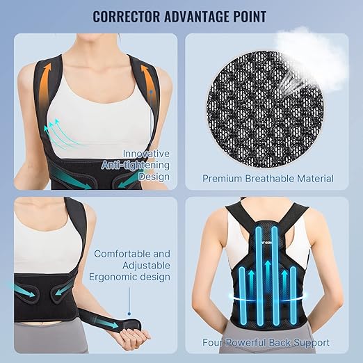 Fit Geno Posture Corrector for Women and Men - Adjustable Back Brace & Straightener for Scoliosis, Hunchback Correction, Back Pain, Spine Corrector, Back Support and Posture Trainer