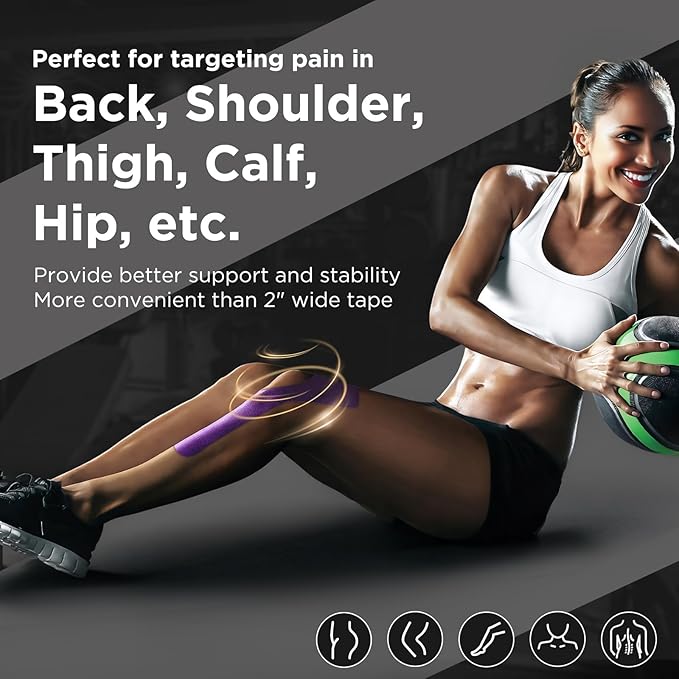 OK TAPE Extra Wide Kinesiology Tape, Precut K Tape Strips, Elastic Physical Therapy Athletic Tape for Pain Relief & Joint Support | Back, Shoulder, Knee (4" x 10" - 10Pcs) Beige