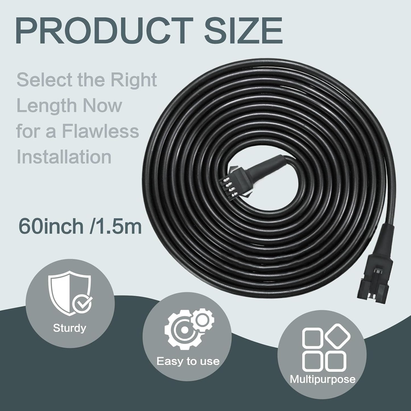 8 Pcs 4 Pin RGB Extension Cable RGB Wire for Motorcycle LED Light Underglow Kit, Compatible with ATV Car Trucks Rock Lights & Neon Strips (60 Inch)