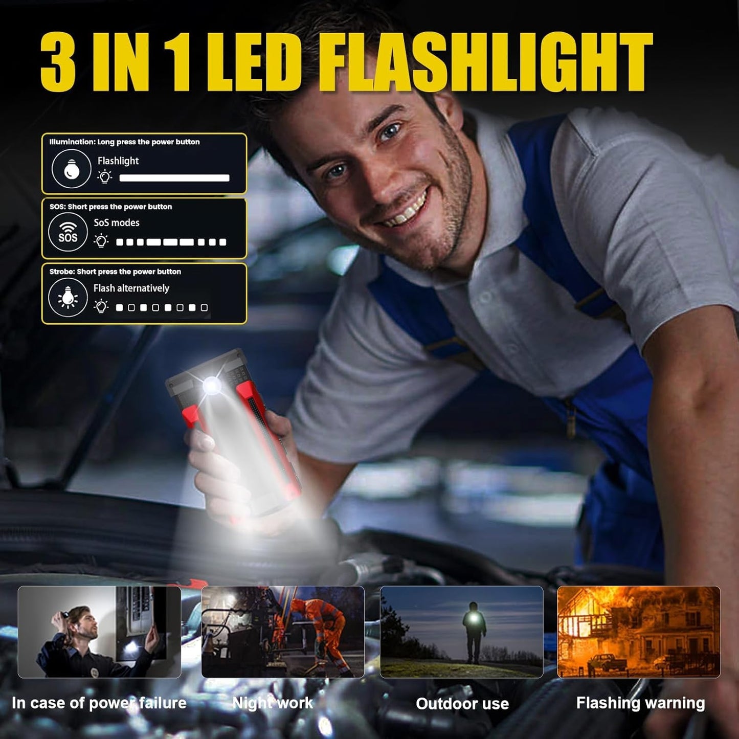 Scatach 002 4000A Car Battery Jump Starter,12V Jump Starter Battery Pack (up to 10.0L Gasoline and 8.0L Diesel Engine), Portable Jump Box with LED Display, 3 Modes Flashlight and Jumper Cable