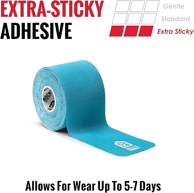 RockTape Go Extra-Sticky Adhesive Pre-Cut Kinesiology Tape (Blue)