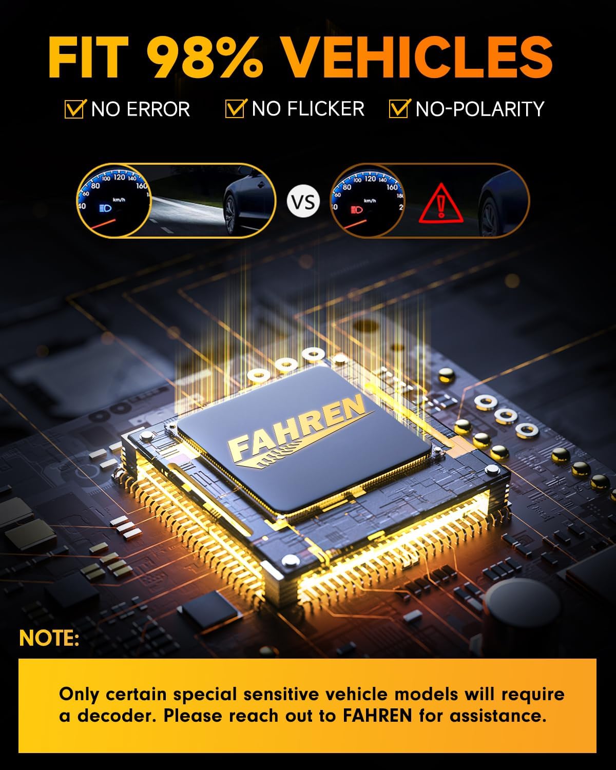 FAHREN 9007 Bulb, [Upgraded & Brightest] 33000LM 800% HB5 light bulb, 6500k White IP68 Waterproof with Cooling Fan, 1:1 Mini Size Quick Install Plug and Play, Pack of 2