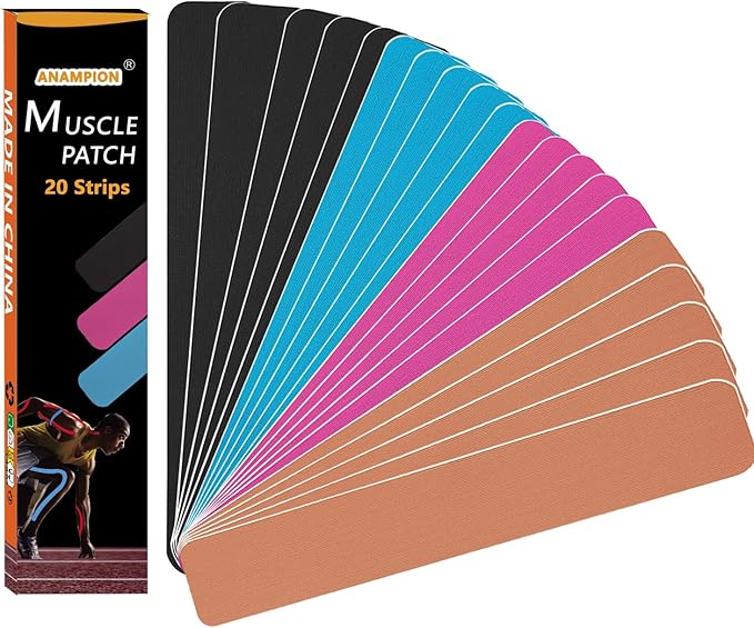 Kinesiology Tape Pro Athletic Sports Waterproof Breathable Athletic Elastic Kneepad Muscles & Joints Pain Relief Knee Taping for Gym Fitness Running Tennis Swimming Football (Mix, 20 Strips)