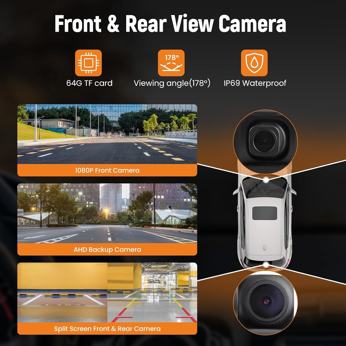 maXpeedingrods Car Stereo with Apple CarPlay & Android Auto, 10.26" Portable Car Radio with Front & Backup Camera, Audio Receiver, 2.5K Dash Cam, GPS Navigation, Mirror Link, Bluetooth