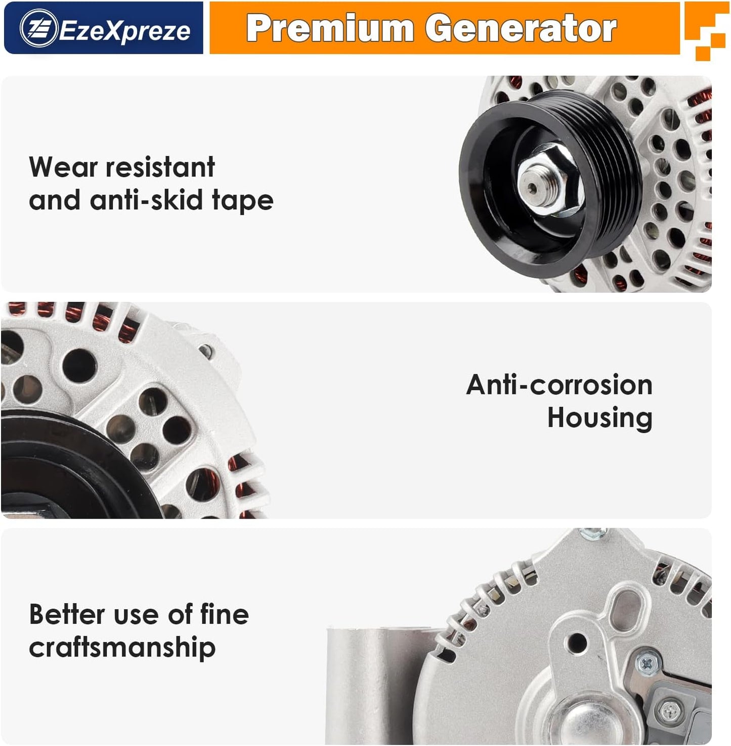 Ezexpreze 7750N New Alternator Compatible With Ford Escort, Ranger, Mazda Pickup 2.3L 2.3 3.0L 3.0 4.0L 5.0 5.0L 5.8 5.8L 1992-1997 92 93 94 95 96 97 F07F-10300-AA F07U-10300-AA F07U-10300-AB AFD0012