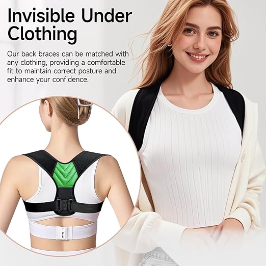 Posture Corrector for Men and Women, Adjustable Shoulder Brace, Invisible Back Support Brace Shoulder Straightener for Neck Shoulder & Upper Back Pain Relief, Large