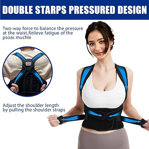 Posture Corrector for Women and Men - Adjustable Back Brace for Pain Relief - Enhances Posture and Provides Lumbar Support - Upper and Lower Back Straightener - Breathable Back Support (Black, Medium)