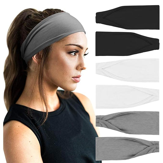 DRESHOW Yoga Sports Headbands for Women Elastic Non-Slip Headbands Workout Running Hair Bands 6 Pack
