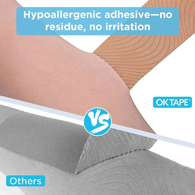 OK TAPE Kinesiology Tape Pre Cut Strips Bulk (150 PCS),Elastic Cotton Latex Free Hypoallergenic Athletic Tape Roll for Muscle Joint Knee,Waterproof k Tape 2in×10in/PCS