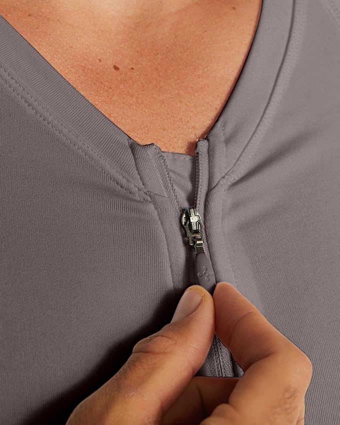 Tommie Copper Mens Short Sleeve Compression Shirt with Front Zipper – Full Back & Shoulder Support, Posture Corrector