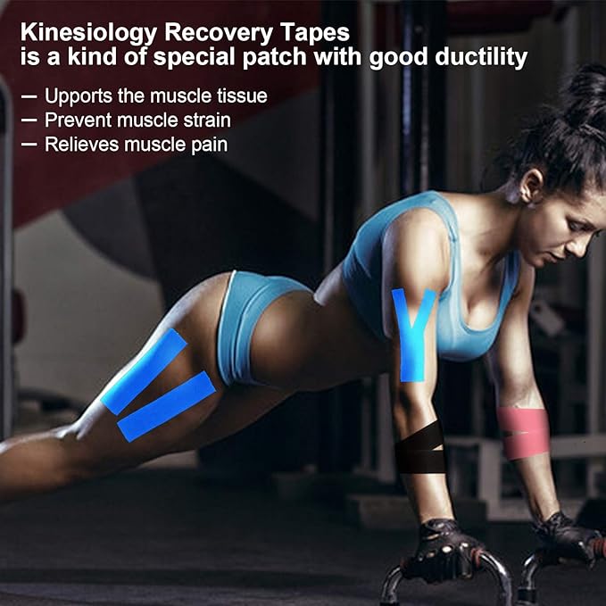 Kinesiology Tape Athletic Tape Sport Tape, Lychee Supports & Protects Muscles, Waterproof and Latex Free, Breathable Elastic for Sport Activity, No Precut (Light Blue, 6 Rolls)