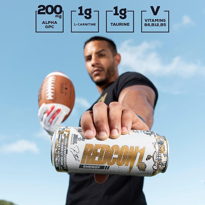 REDCON1 Energy Drink - 200mg Caffeine Drink with L-Carnitine & Taurine - High Performance Energy Drinks with Nootropics - Prime Time Punch (12 Count)