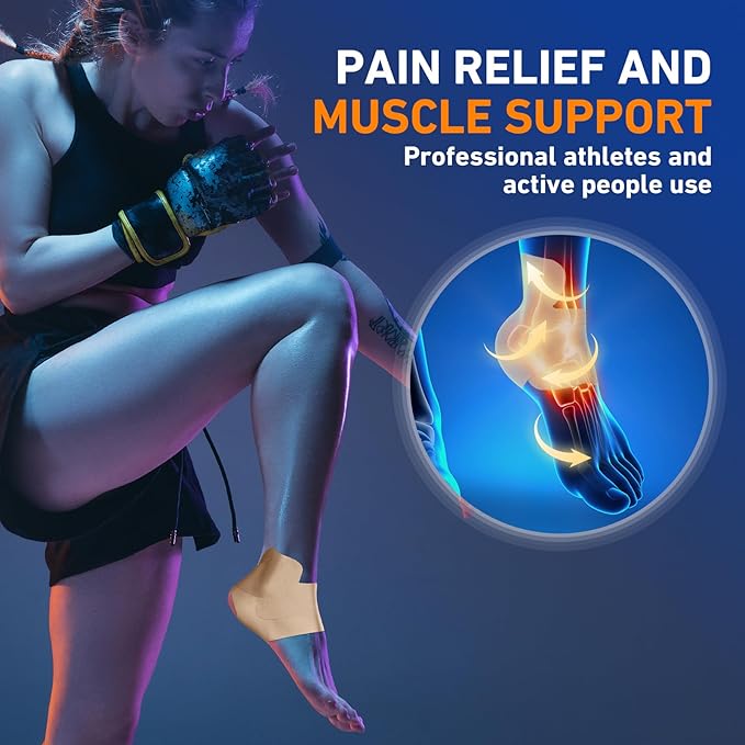 Kinesiology Tape for Ankle, KTQUICK 12 Count Ankle Tape Precut, Original Cotton Waterproof & Breathable, Enhance Elastic Kinesiology Athletic Tape for Ankle Support and Muscle to More Sports (Beige)