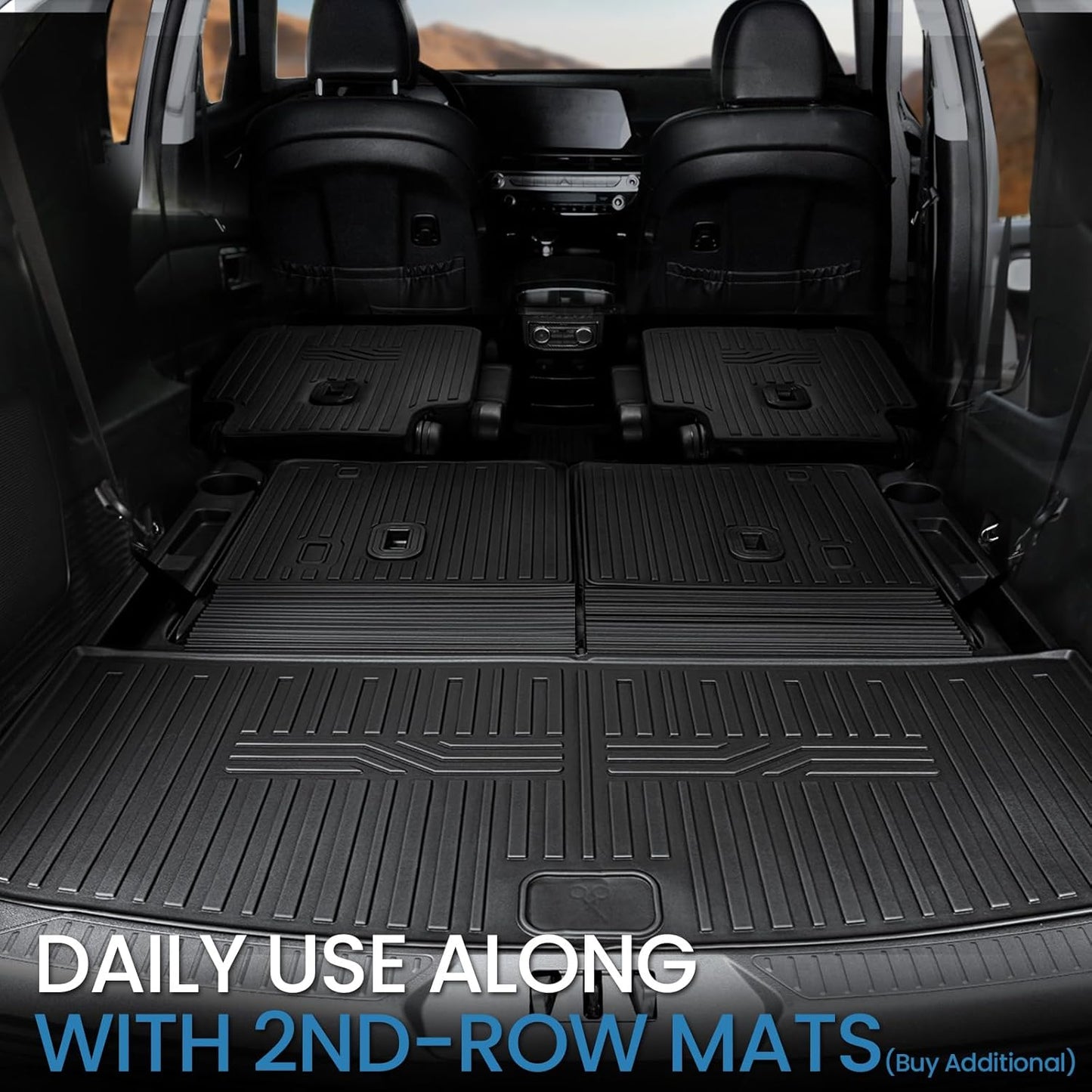 Cargo Mat with Backrest Mats for 2020-2024 2025 Ford Explorer Car Mat Accessories, All Weather TPE Cargo Liner Trunk Mat Active/ST Line/ST/Platinum(Cargo Mat with Backrest Mats)