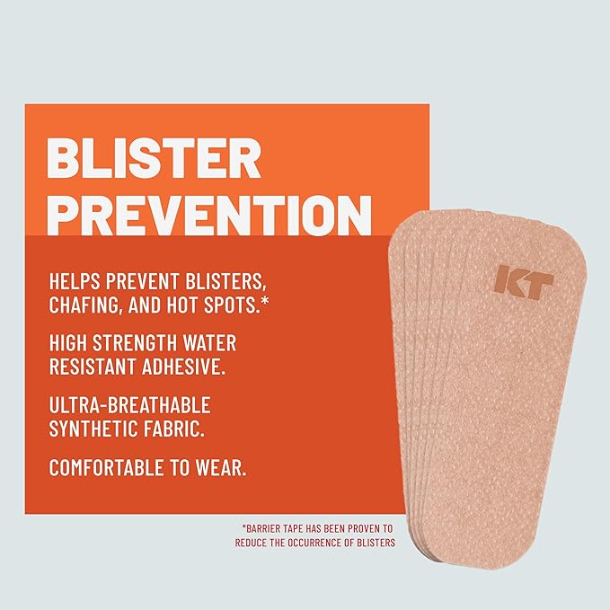 KT Health Blister Prevention Tape – 30 Precut Strips for Blister Protection, Strong Adhesive, Dermatologist Tested, Ideal for Athletes and Active Lifestyles – Beige
