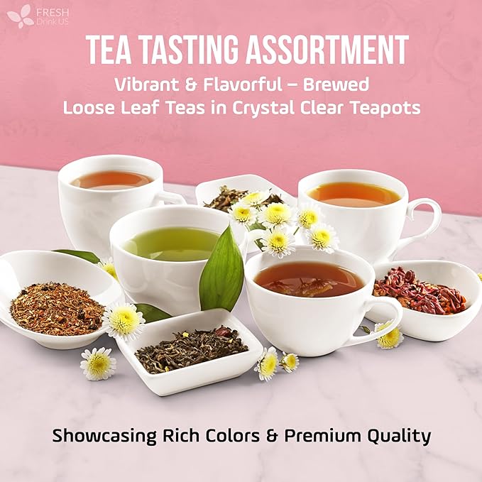 FreshDrinkUS, Premium 90 Tea Bags Sampler Assortment, 9 Different Flavors, 100% Natural Ingredients, Perfect and Well Combination Tea Gift for Tea Lovers, Friends and Family. No Additives, No Gluten, No Sugar, Vegan