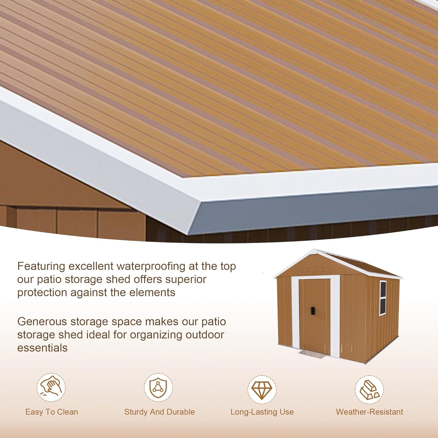 6 x 4 FT Outdoor Storage Shed, Metal Garden Tool Shed with Slooping Roof, Lockable Doors and Windows, All-Weather Weatherproof Blike shed for Garden, Patio, Lawn, Yellow
