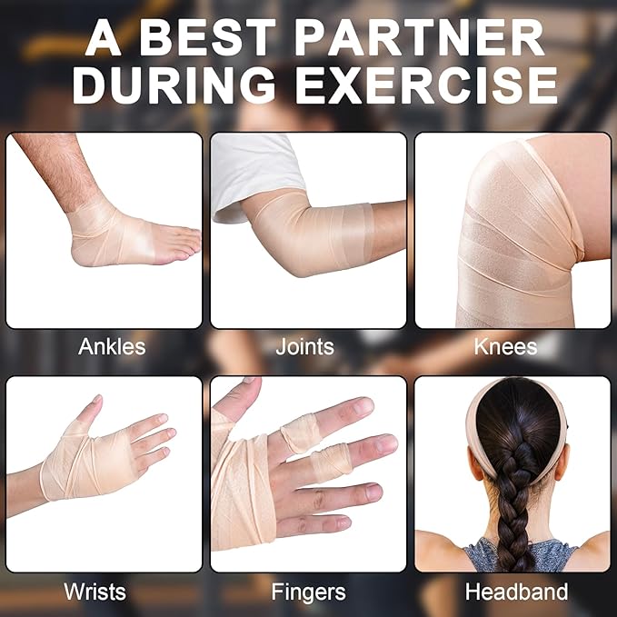 CKeep Pre Wrap Athletic, 3 Rolls Beige Prewrap Athletic Tape, Foam Underwrap Sports Wrap for Hair