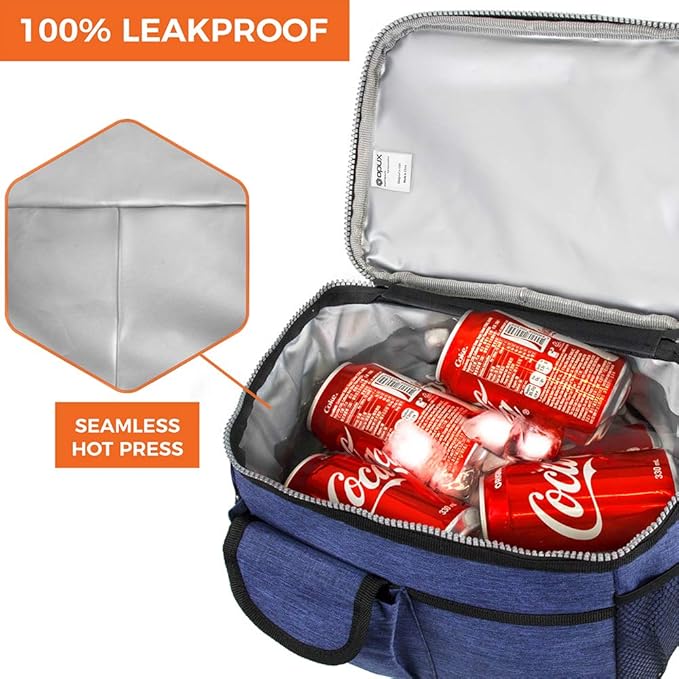 OPUX Lunch Box for Men, Adult Lunch Box Cooler, Insulated Lunch Bag Women, Dual Compartment Lunchbox for Work, Leakproof Double Decker Lunch Bag, Soft Lunch Pail Tote Boys Girls Kids School, Navy Blue