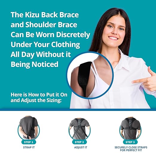Kizu Spine Posture Corrector for Women, Kizu Spine Posture Corrector for Men - Comfortable Upper Back Brace, Adjustable Shoulder Support, Helps Relieve Neck, Back and Shoulder Pain, Fits Discreetly