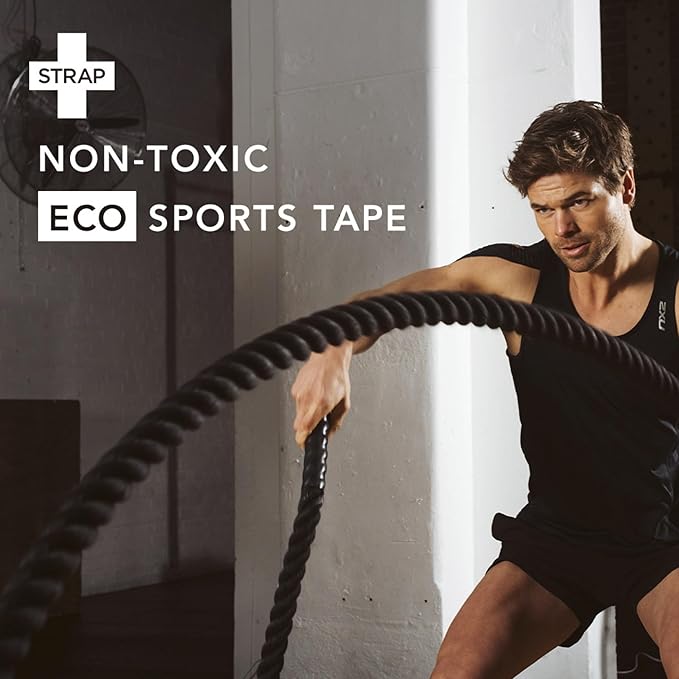 STRAP Black Bamboo Hypoallergenic Body Tape | Sports Tape, Athletic Tape, Kinesiology Tape, Tape for Sensitive Skin | Eco Friendly, Non Toxic, Latex Free, Vegan | 16.5ft Length