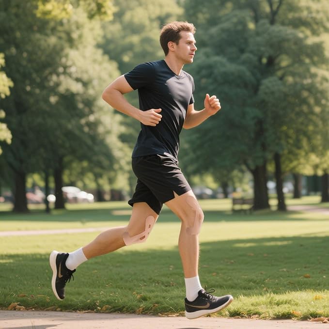 20 Pcs Precut Kinesiology Tape for Knees,Kinesiology Ankle Tape,Waterproof Elastic Knee Kinetic Tape,Breathable Latex-Free Tape for Knee Support and Stability,Pain Relief(Skin Color)