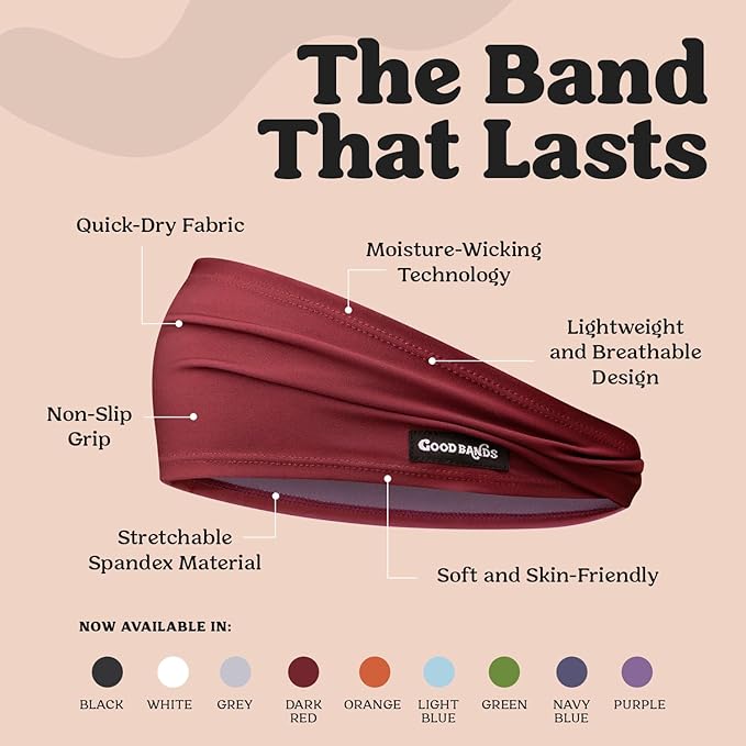 Sweatband for Men and Women - Unisex Headband That Wicks Moisture and Eliminates Excess Sweat - Durable & Long-Lasting - Running, Sports, Football, Triathlons, Construction, Yoga, Gym