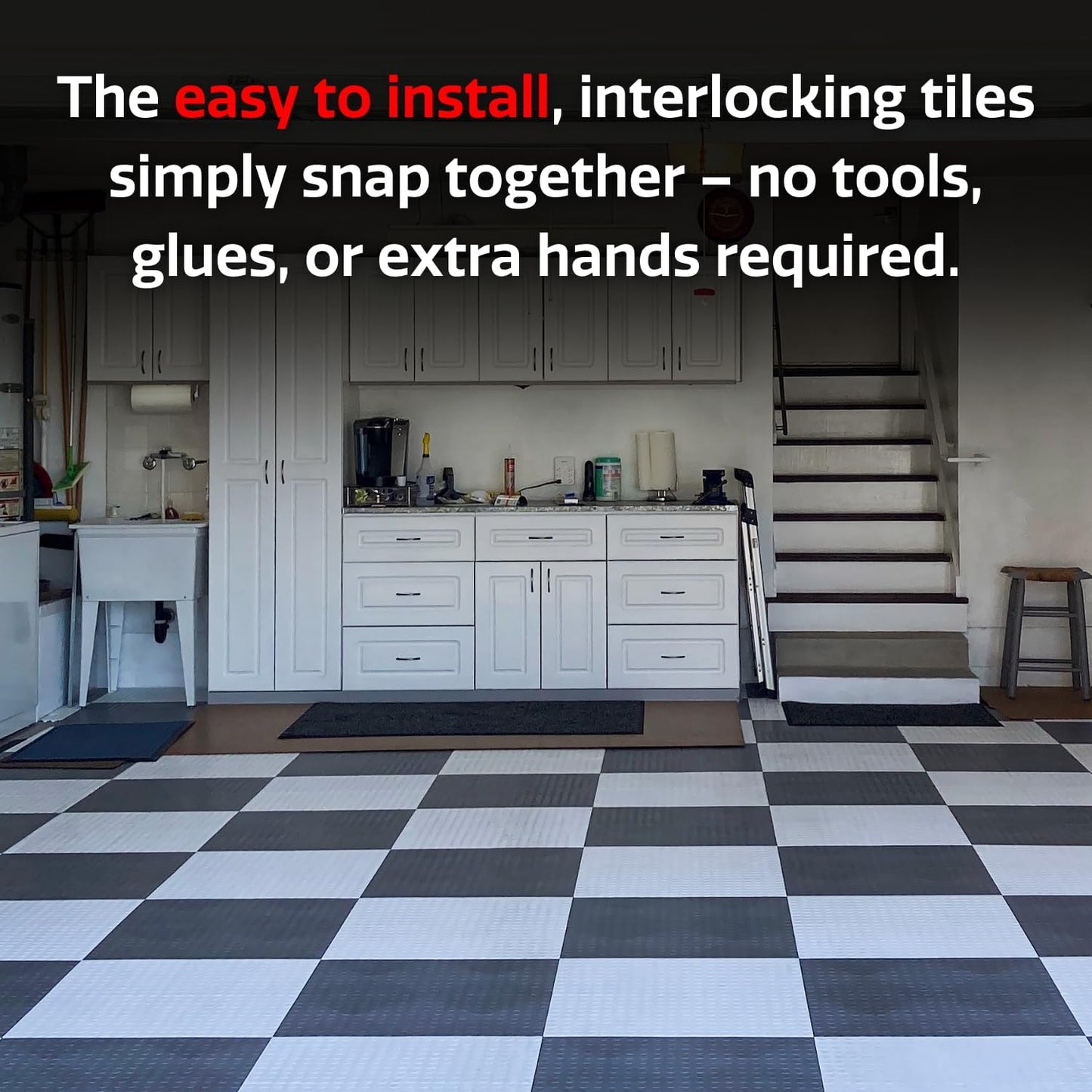 Big Floors GarageDeck Coin Pattern, Durable Copolymer Interlocking Modular Non-Slip Garage Flooring Tile (Beige, 24 Pack of 12 x 12" Tiles)