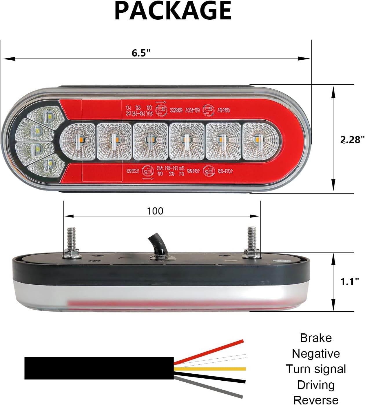 Agrieyes 6 Inch Oval LED Trailer Lights, Submersible Boat Trailer Light, with Brake, Turning Signal, Reverse Light, Backup Light, DOT Compliant