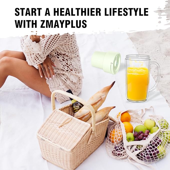 Portable Blender For Shakes and Smoothies, USB Rechargeable, 6 Blades Personal Juicer with Handle,12 oz Easy-to-Clean mini Blender with Charger, Great for Kitchen, Home, Party, Travel, Outdoor, Green