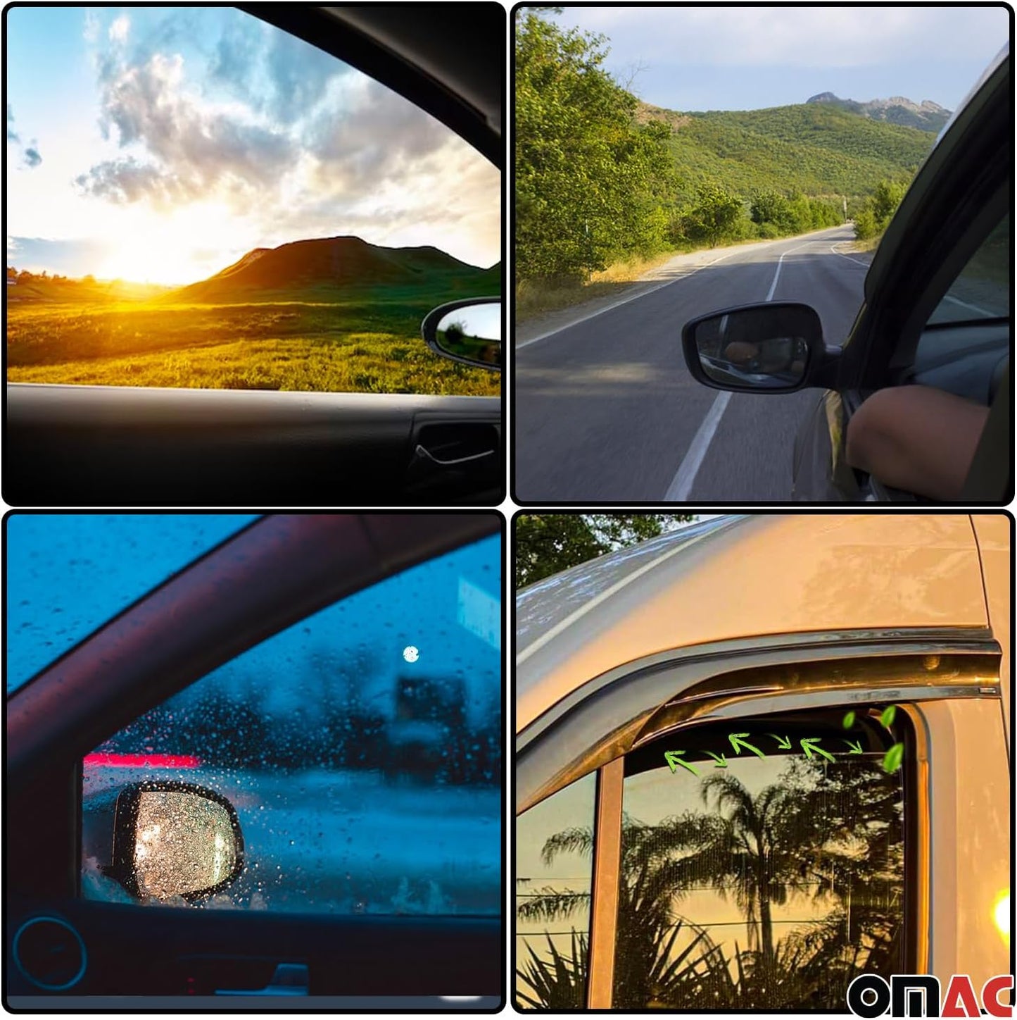 OMAC Window Visor Vent Rain Guard Deflector for Mercedes Metris 2016-2024 Smoke 2X