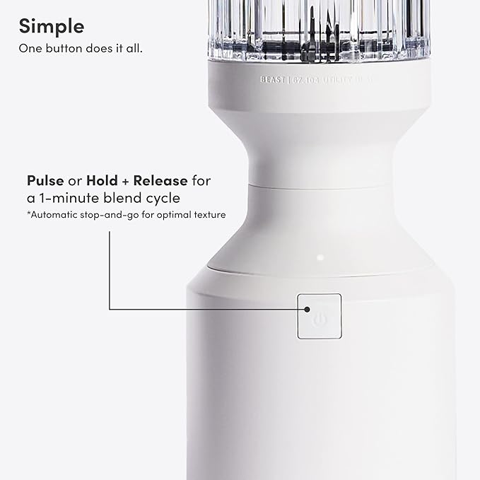 Beast Mega 1200 | Premium Countertop Blender | Smoothies, Shakes, Sauces, Dips, Soups | Blends Ice and Frozen Fruit | Includes Extra Lids and Straw System | 1200W | (Cloud White, 120V)