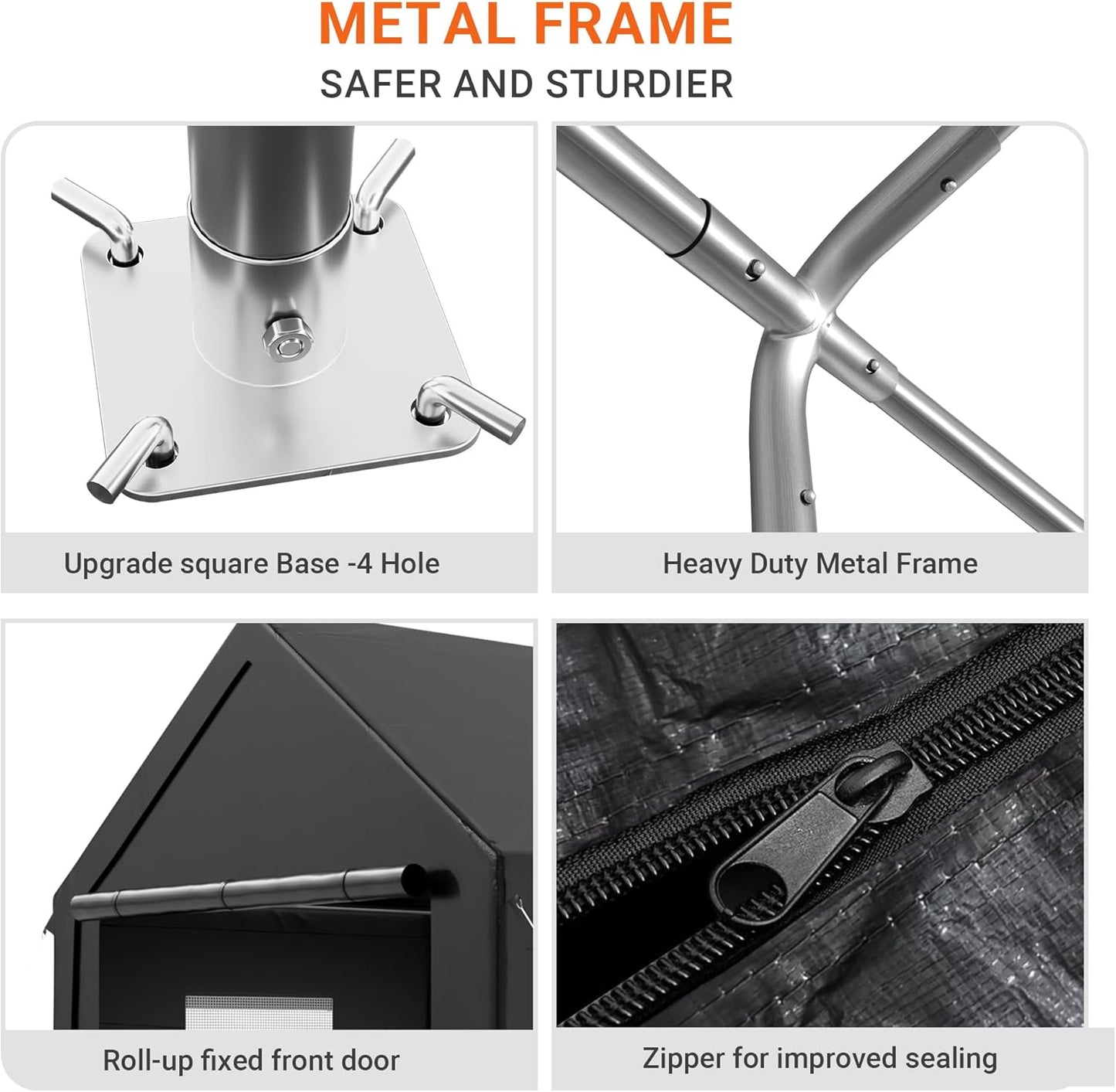 Carport, 12x20 FT Heavy Duty Carport, Portable Garage with Roll-Up Windows & Side-Opening Door, Car Canopy Reinforced Four-Hole Base for Car, Truck, Boat, Motorcycle