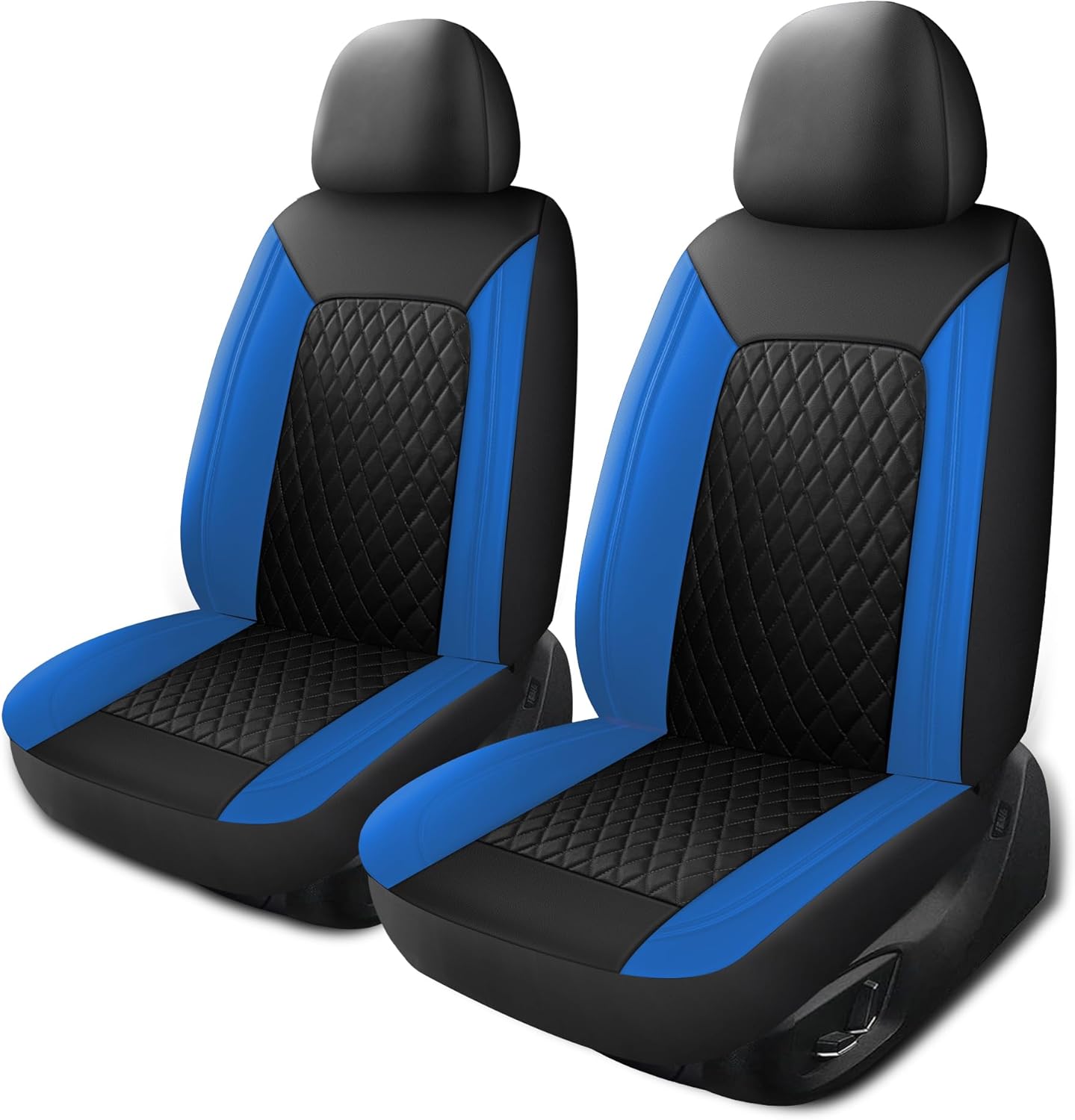 Car Seat Covers,Breathable and Waterproof Seat Covers,Luxury PU Universal Fit Automotive Airbag Compatible for Cars Sedans SUV and Truck(2 Pieces,Front Seat,Black+Blue,N1)