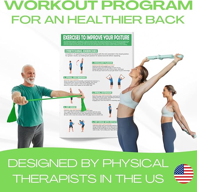 Posture Corrector Yoga Cross Stick - Back Pain Relief for Men Women - Stretcher and Straightener for Upper and Lower Back - Stretch Pole - Neck Hump Equipment bar Device Brace