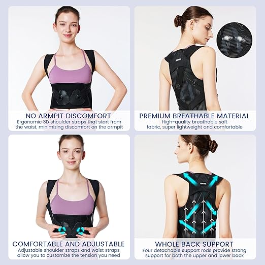 Posture Corrector for Women&Back Brace for Men-Knob Adjustable Back Support Straightener-Upper and Low Back Pain Relief-Scoliosis, Shoulder Posture Corrector-Neck Hump, Hunchback XXXL(44"-47")
