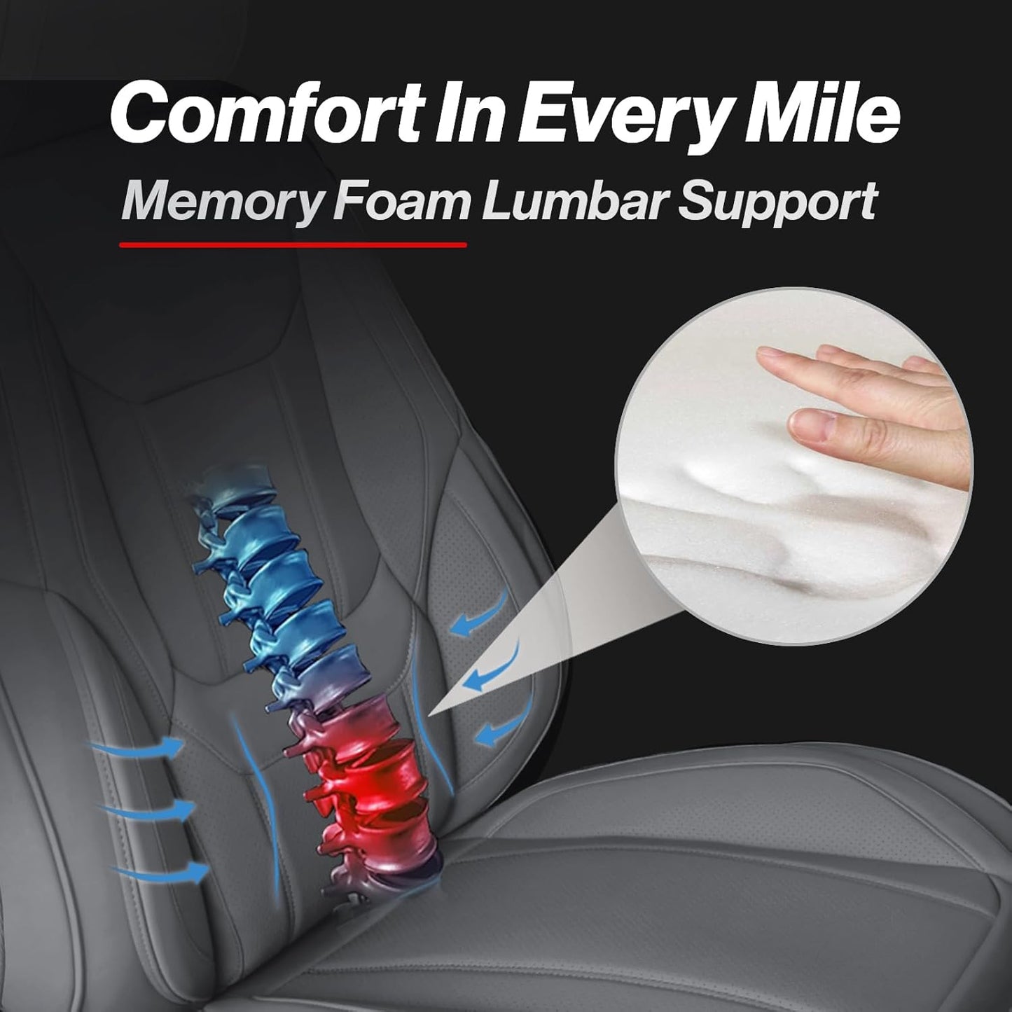 Coverland Custom Car Seat Covers Compatible with 2016-2025 Titan Crew Cab - Premium Leather Non-Slip Memory Foam Waterproof Cover Interior Protector Full Set-Dark Gray [See Size Chart-Size X118]