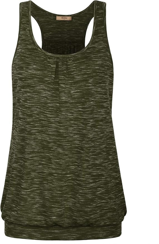 Miusey Womens Sleeveless Round Neck Loose Fit Racerback Yoga Tank Top