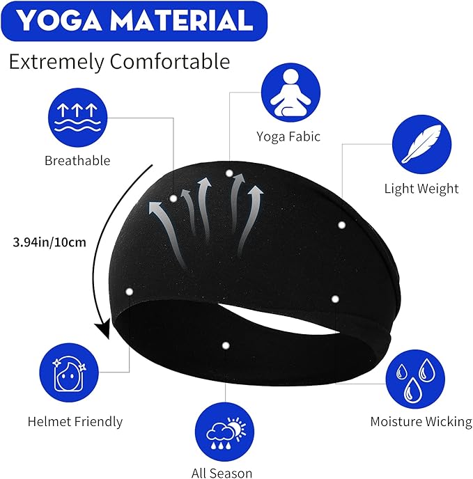 RITOPER Wide Headbands for Women Non Slip, Workout Yoga Running Womens Headband Boho Hair Bands for Women's Hair, Thick Sweat Head Bands Solid Head Wraps Bandana