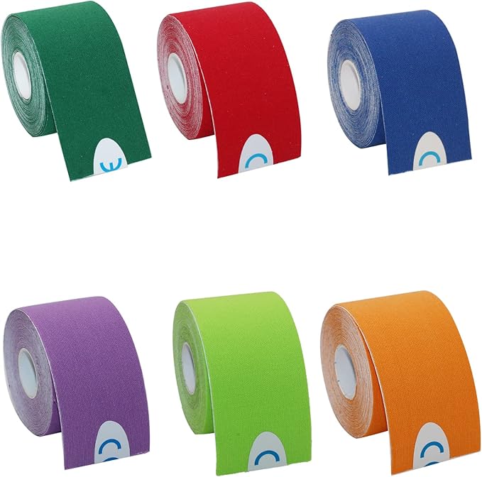 OBTANIM 6 Rolls Waterproof Breathable Kinesiology Tape, Athletic Elastic Kneepad Muscle Pain Relief Knee Taping for Gym Fitness Running Tennis Swimming (6 Colorful)
