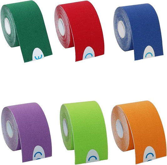 OBTANIM 6 Rolls Waterproof Breathable Kinesiology Tape, Athletic Elastic Kneepad Muscle Pain Relief Knee Taping for Gym Fitness Running Tennis Swimming (6 Colorful)