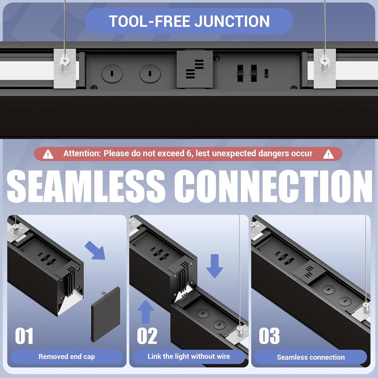 8FT LED Linear Lights 100/90/80/70/60W Up and Down Light, 3000K/4000K/5000K 8 Feet Commercial Linkable Shop Lighting for Office Garage Shop Dining Room bar, 0-10V Dimmable 8’ Architectural Fixture,ETL
