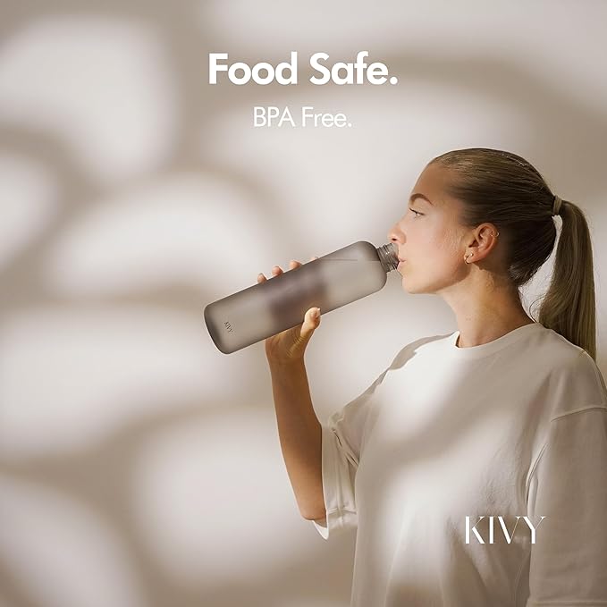 KIVY Slim Water Bottle 32oz [Lightweight & Shatterproof] - Reusable Tritan Water Bottle - Leak Proof Bottle for Women & Men - No Spill - Dishwasher Safe Water Bottle BPA Free