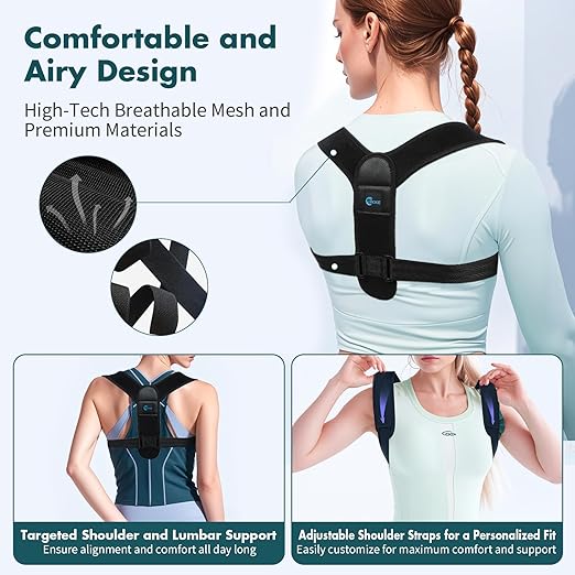 Posture Corrector for Women and Men – Adjustable Back Brace for Posture Support, Upper Back, Clavicle and Shoulder Support, Comfortable and Breathable Back Straightener for Pain Relief (Medium/Small)