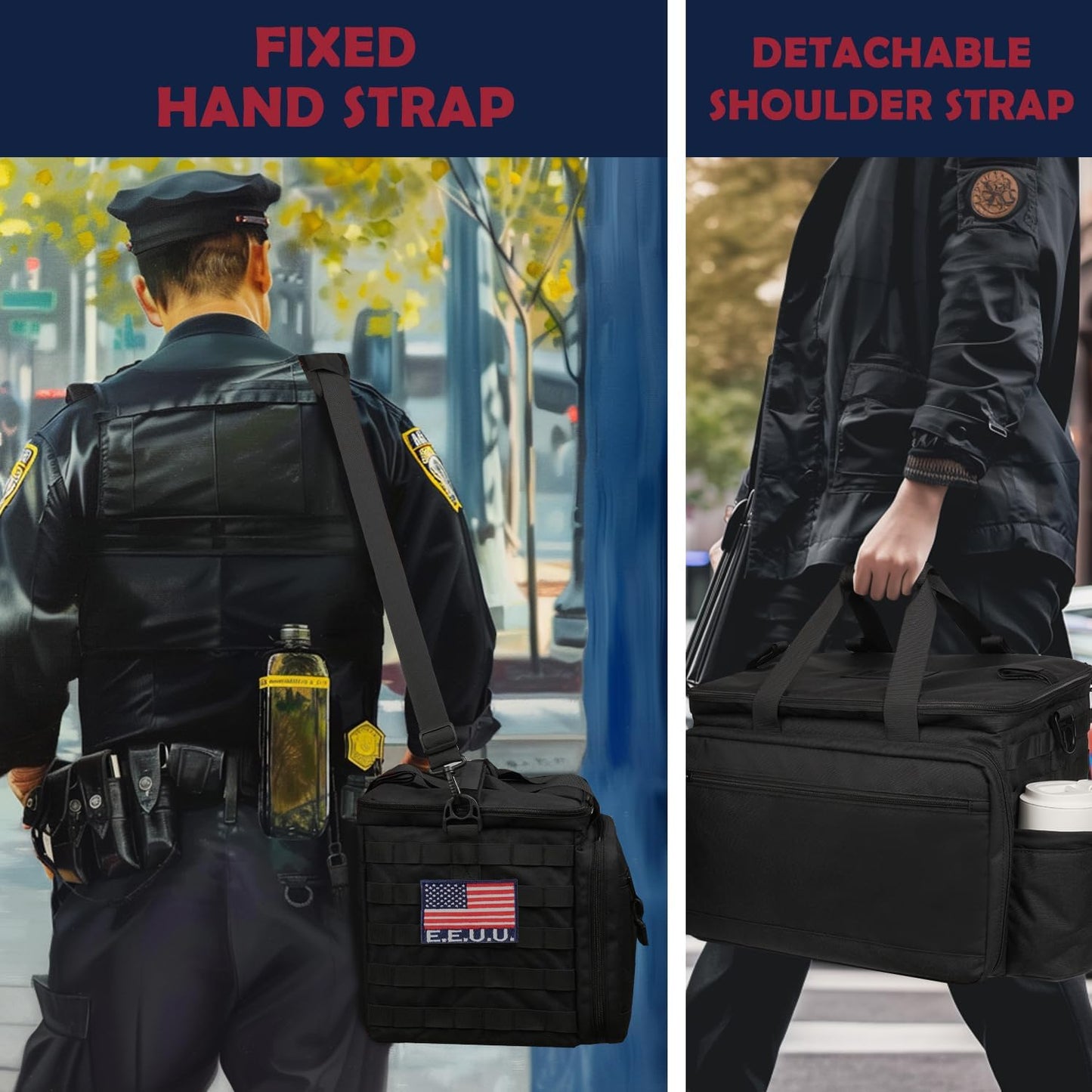 Patrol Bag Law Enforcement, Police Gear Car Front Seat Vehicle Organizer Bags with MOLLE System (Black)