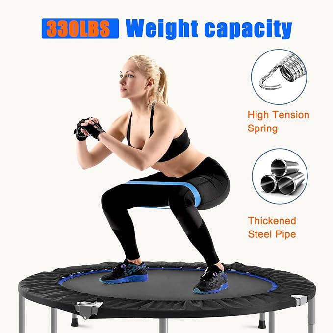 Trampoline, Portable Fitnes Foldable Trampoline in-Home Mini Rebounder, Exercise Trampoline for Kid/Adults, 40" Max Load 330lbs