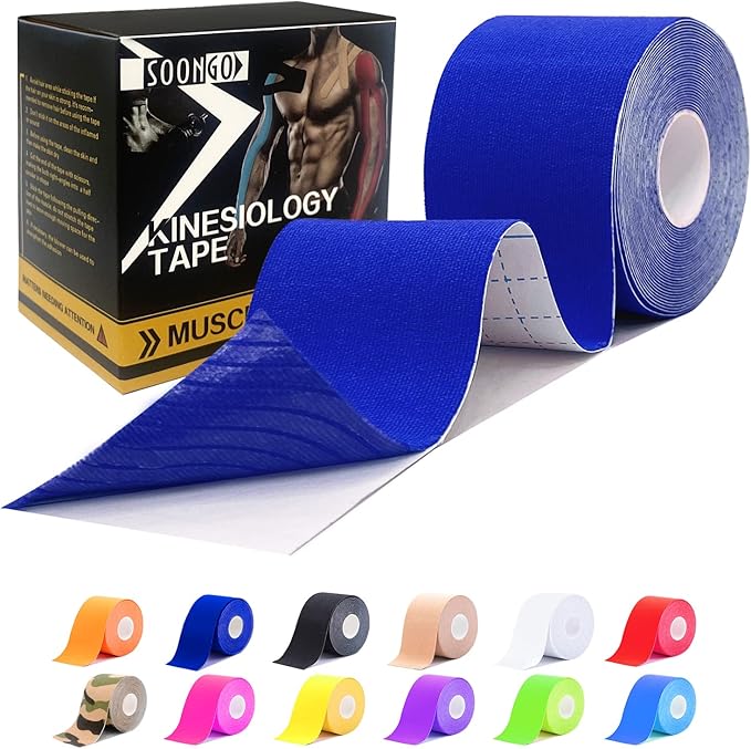 Kinesiology Tape Pro 1/2/5 Rolls, 2 Inch High Elasticity Sports Tape Therapeutic Pain Relief–Physio Tape for Muscle Recovery & Joint Support, Waterproof & Hypoallergenic & Breathable–Dark Blue