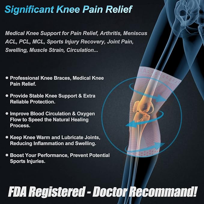 NEENCA Knee Brace for Women & Men, Medical Knee Support with Patella Pad & Side Stabilizers, Knee Compression Sleeve for Knee Pain, Meniscus Tear, ACL, Joint Pain, Runner, Workout - FSA/HSA Eligible
